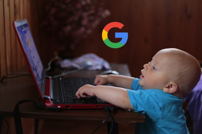 Baby using laptop
