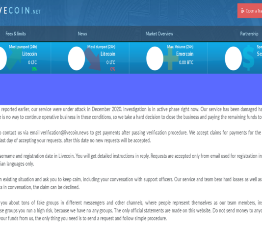 Livecoin, the Russian Crypto Exchange Shuts Down After December Hack