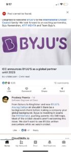 Power play: After Byju's, now ICC deletes Pradeep Poonia's comment on post 4