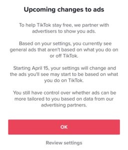 TikTok's users will soon be exposed to personalised advertising 1
