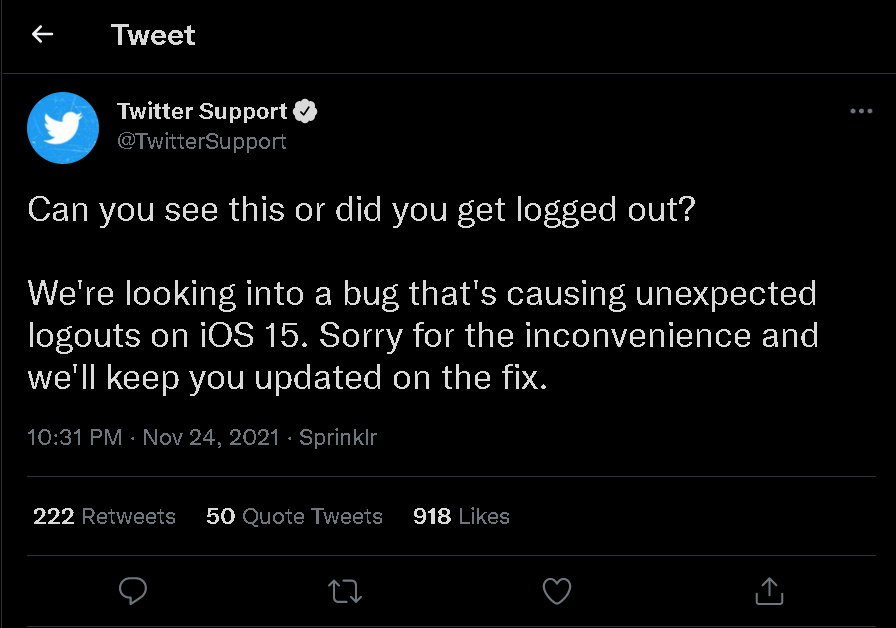 A bizarre bug affecting Twitter, logs out users on iOS 1