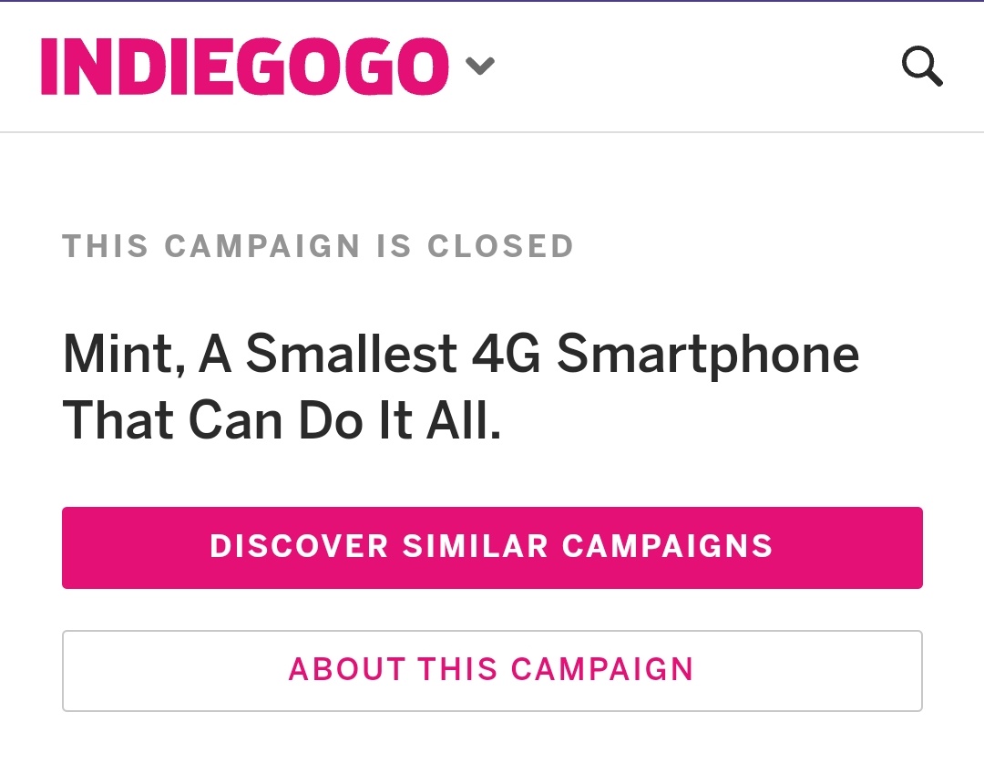Yet another scam from a Chinese Smartphone Company via an infamous site, IndieGoGo