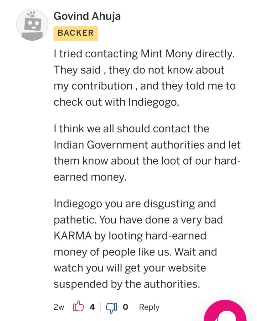 Yet another scam from a Chinese Smartphone Company via an infamous site, IndieGoGo 2